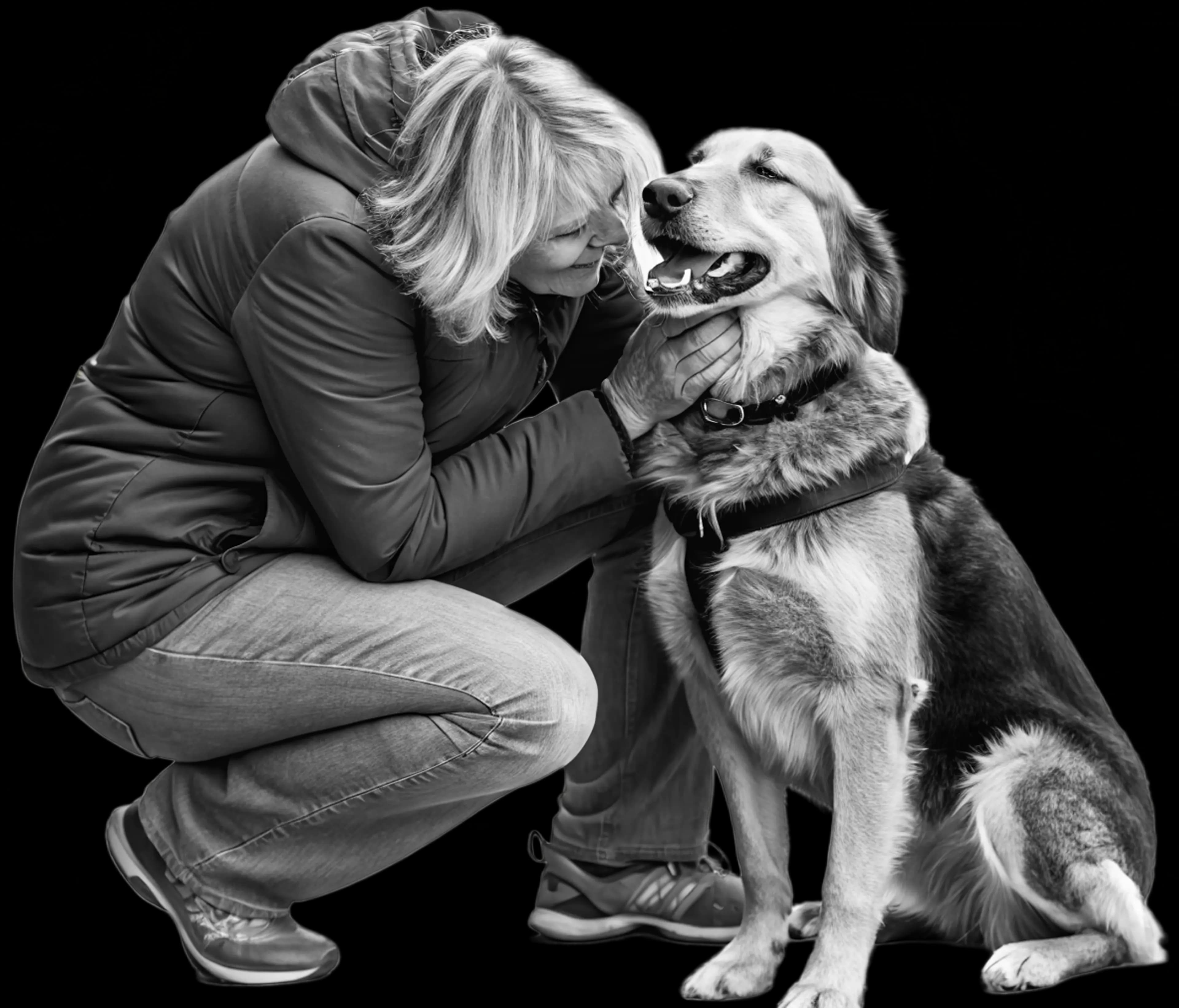 Image of a dog and a human